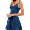 CITY STUDIOS Juniors' Metallic Cutout Fit & Flare Dress Navy Size 11 $79