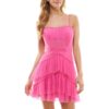 City Studios Womens Pink Tiered Cocktail and Party Dress Juniors 11 BHFO 6551