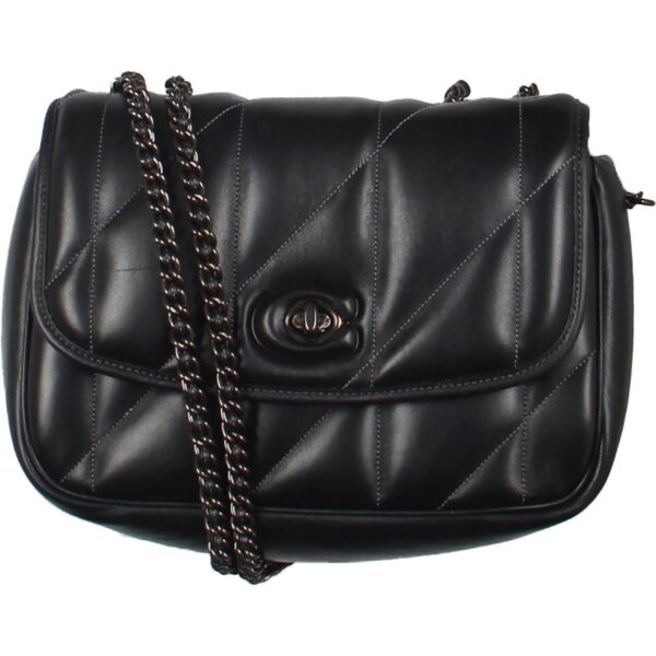 Coach Womens Black Leather Quilted Purse Shoulder Handbag Medium BHFO 2711