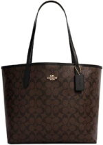 COACH WOMENS City Tote In Signature Canvas (Brown Black)