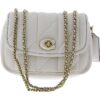 Coach Womens Ivory Leather Quilted Purse Shoulder Handbag Medium BHFO 9372