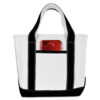 DALIX 14" Mini Small Cotton Canvas Gift Tote Bag in Black and White