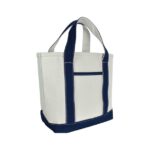 DALIX 14" Mini Small Cotton Canvas Gift Tote Bag in Navy Blue