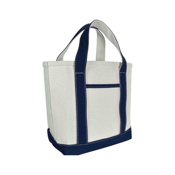 DALIX 14" Mini Small Cotton Canvas Gift Tote Bag in Navy Blue