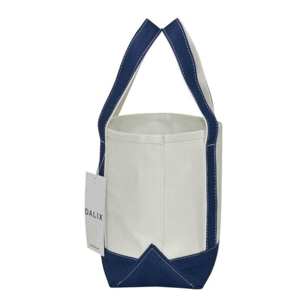 DALIX 14" Mini Small Cotton Canvas Gift Tote Bag in Navy Blue