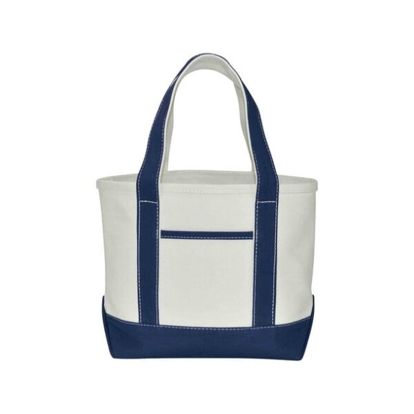 DALIX 14" Mini Small Cotton Canvas Gift Tote Bag in Navy Blue