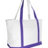 DALIX 23" Purple Large Heavy Duty 24 oz. Cotton Canvas Shopping Tote Bag