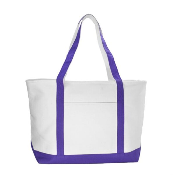 DALIX 23" Purple Large Heavy Duty 24 oz. Cotton Canvas Shopping Tote Bag