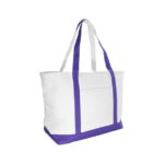 DALIX 23" Purple Large Heavy Duty 24 oz. Cotton Canvas Shopping Tote Bag