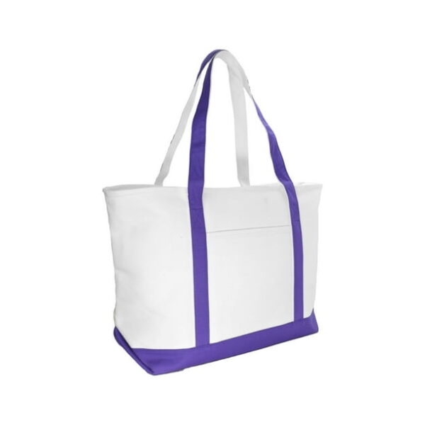 DALIX 23" Purple Large Heavy Duty 24 oz. Cotton Canvas Shopping Tote Bag