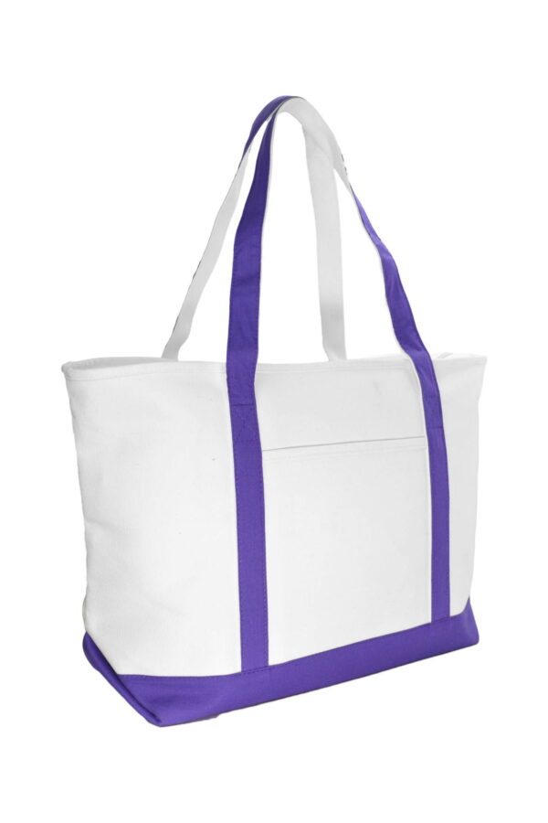 DALIX 23" Purple Large Heavy Duty 24 oz. Cotton Canvas Shopping Tote Bag