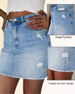 Denim Skirt Women Trendy High Waisted Summer Jean Skirts