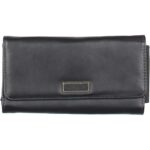 Designer Womens Black Faux Leather Card Slip Clutch Wallet O/S BHFO 2752