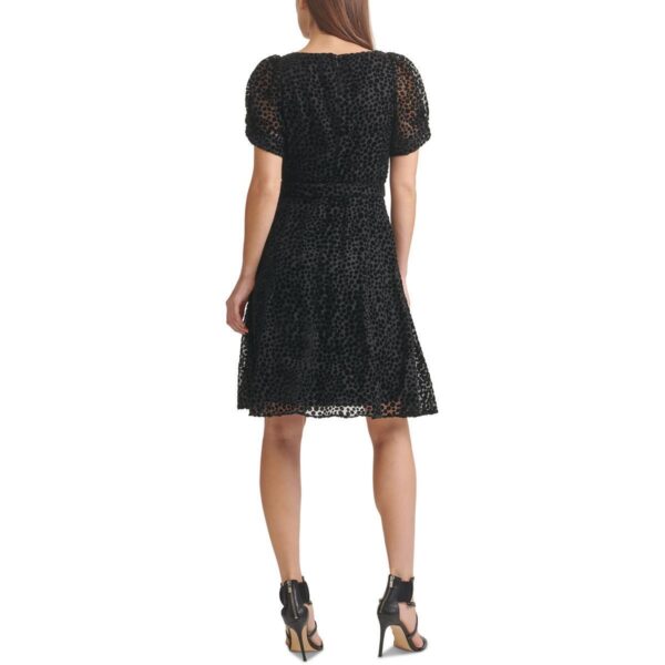 DKNY Womens Black Velvet Burnout Knee-Length Wrap Dress 10 BHFO 8470