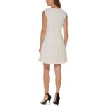 DKNY Womens Ivory Satin Surplice Above Knee Sheath Dress 6 BHFO 1359