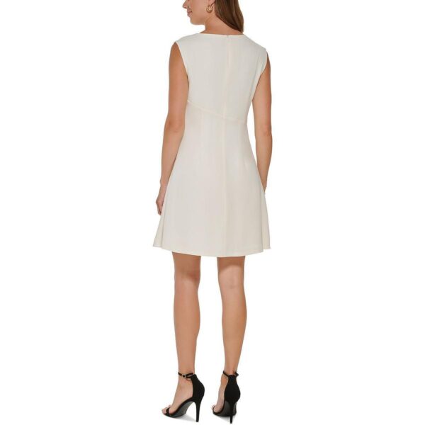 DKNY Womens Ivory Satin Surplice Above Knee Sheath Dress 6 BHFO 1359