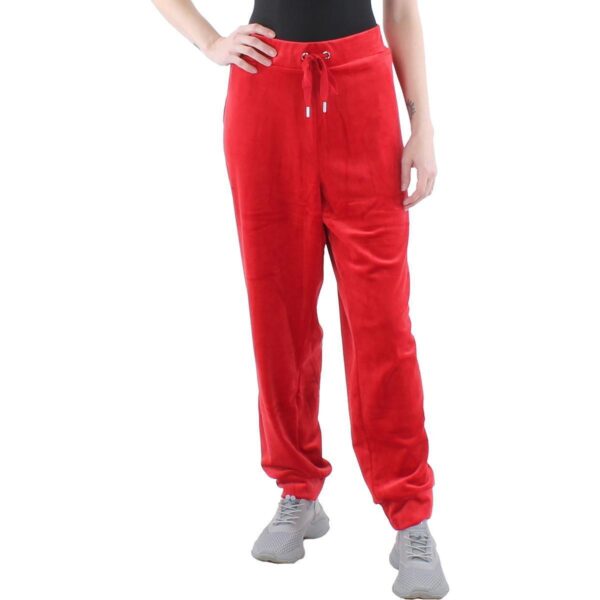 DKNY Womens Red Velour Sequined Logo Casual Jogger Pants XS BHFO 6763