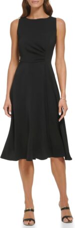 DKNY Women's Sleeveless Side Drape Midi