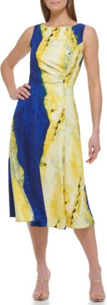 DKNY Women's Sleeveless Side Drape Midi