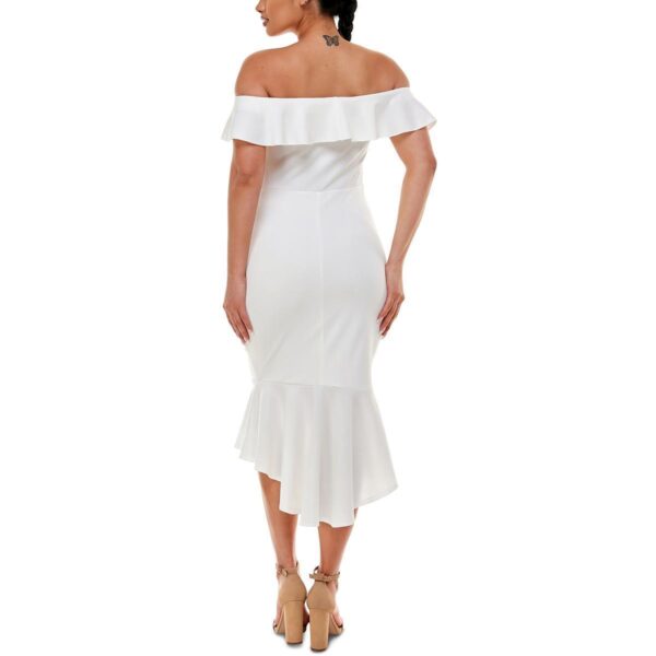 Emerald Sundae Womens Ivory Off-The-Shoulder Midi Dress Juniors XXS BHFO 2535