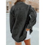 Eytino Womens Button Down Denim Jackets Long Sleeve Oversize Boyfriend Jeans Jackets Black S Female