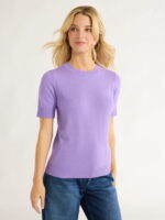 Free Assembly Women’s Cozy Yarn Shrunken Sweater Tee with Short Sleeves, Sizes XS-XXXL