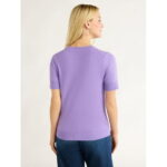 Free Assembly Women’s Cozy Yarn Shrunken Sweater Tee with Short Sleeves, Sizes XS-XXXL