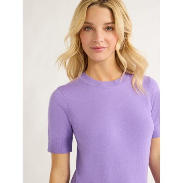 Free Assembly Women’s Cozy Yarn Shrunken Sweater Tee with Short Sleeves, Sizes XS-XXXL