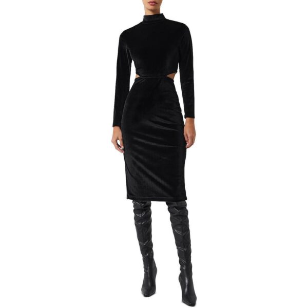 French Connection Womens Sula Black Velvet Cut-Out Midi Dress XL BHFO 9299