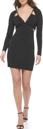 GUESS Women's Long Sleeve Ity Cut Out Sheath Dress