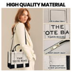 GYUEE Tote Bags,Leather White Leisure Bags with Zipper,Medium Shopping School Handbags for Women