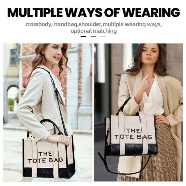 GYUEE Tote Bags,Leather White Leisure Bags with Zipper,Medium Shopping School Handbags for Women