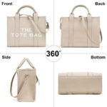 GYUEE Tote Bags,Leather White Leisure Bags with Zipper,Medium Shopping School Handbags for Women