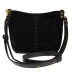 Hobo Womens Pier Black Suede Whipstitch Purse Shoulder Handbag Small BHFO 8496