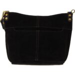 Hobo Womens Pier Black Suede Whipstitch Purse Shoulder Handbag Small BHFO 8496