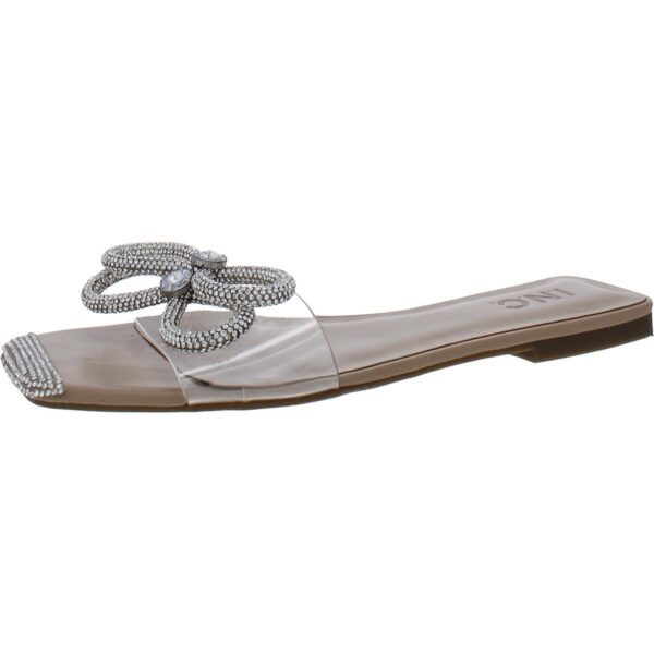 INC Womens Plora Beige Rhinestone Slide Sandals Shoes 6 Medium (B,M) BHFO 5709