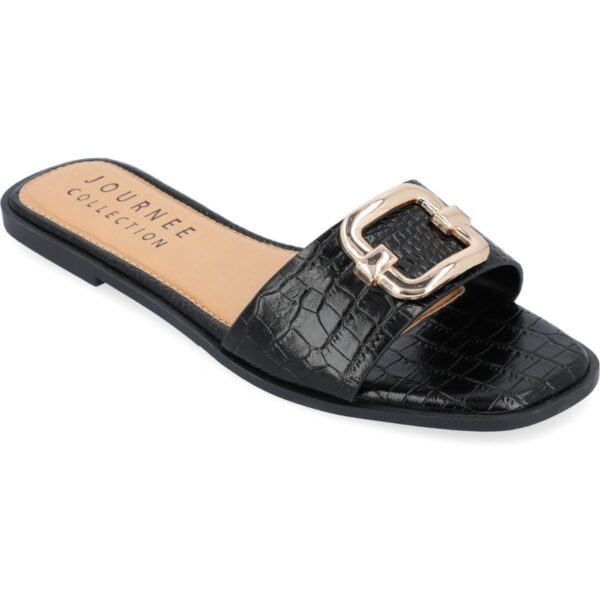 Journee Collection Womens Faux Leather Dressy Slide Sandals Shoes BHFO 2109