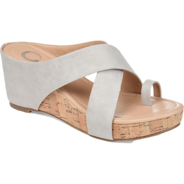 Journee Collection Womens Rayna Faux Leather Wedge Sandals Shoes BHFO 9227