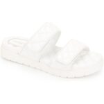 Kenneth Cole New York Womens Reeves Quilted 2 Band Flats Slide Sandals BHFO 0995