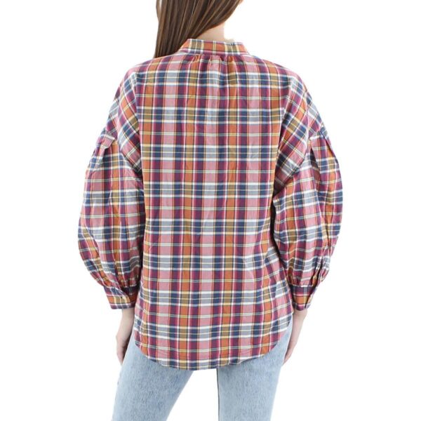 Lauren Ralph Lauren Womens Purple Tie Neck Plaid Long Sleeve Blouse L BHFO 0854