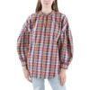 Lauren Ralph Lauren Womens Purple Tie Neck Plaid Long Sleeve Blouse L BHFO 0854