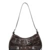 MakeMeChic Women's Hobo Bags Y2K PU Leather Single Strap Grommet Eyelet Medium Shoulder Handbags