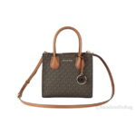 MICHAEL KORS Mercer 35S1GM9M2B Medium Logo and Leather Accordion Crossbody Bag In Brown