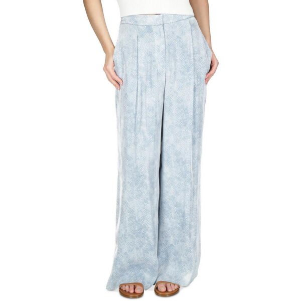 MICHAEL Michael Kors Womens Blue Satin Wide Leg Pants Petites PM BHFO 7205