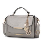 MKF Collection Sylvie Croco Embossed Vegan Leather Women’s Shoulder Bag, Stylish Crossbody Purse Handbag by Mia K - Light Gray