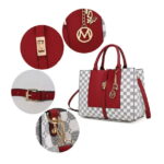 MKF Collection Yuliana Women's Satchel Bag with Wallet, Circular Print Vegan Leather Handbag Purse Set by Mia K - Red