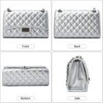 Quilted Leather Crossbody Bags for Women Trendy Ladies Shoulder Purse Satchel HandBag with Chain Strap