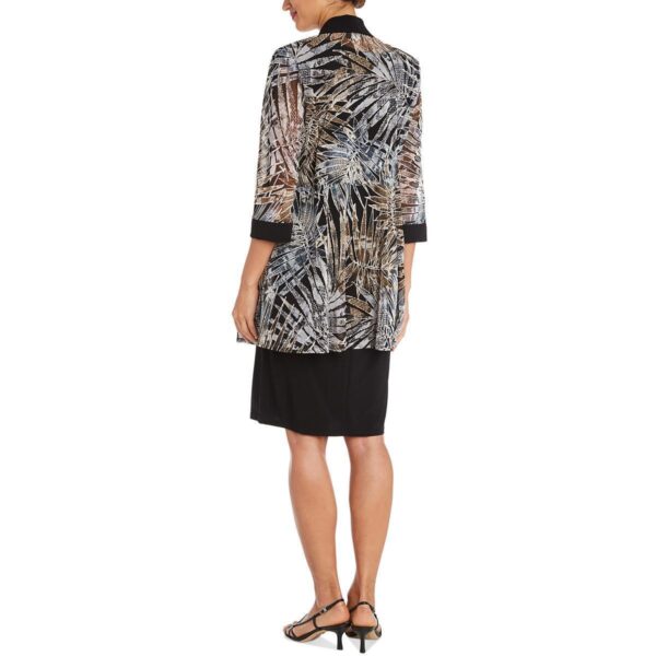 R&M Richards Womens Black Printed Jacket Outfit Two Piece Dress 6 BHFO 0148