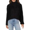 RD Style Womens Black Cable Knit Top Turtleneck Sweater Shirt S BHFO 9529