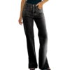 Ruiatoo Mid Rise Slit Hem Slit Hem Straight Leg Jeans for Women Causal Bootcut Jean Black-grey S